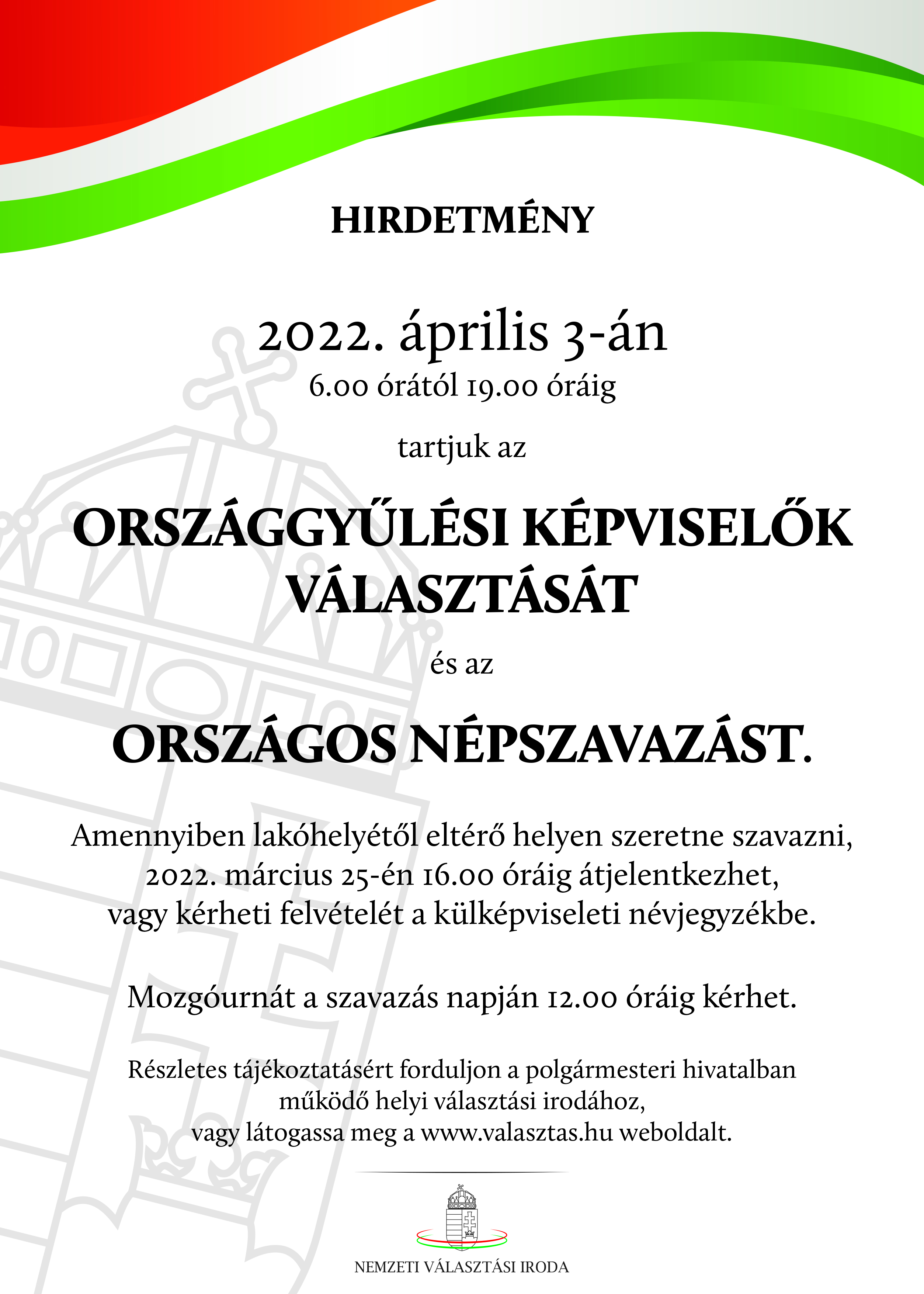 Választás és népszavazás hirdetmény